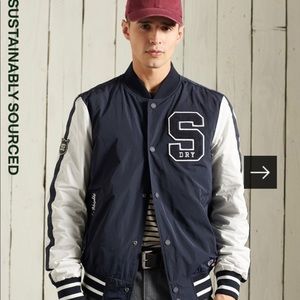 Superdry Men’s Varsity Bomber Jacket in Blue and White